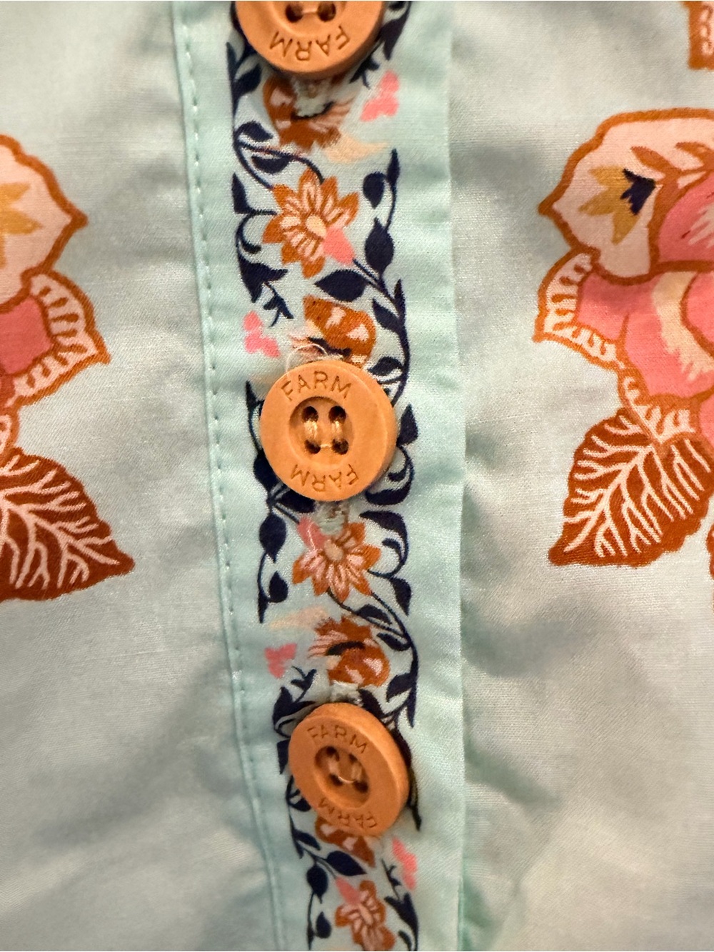 FARM Rio for Anthropologie Mint and Tan Floral Mini Dress - Picture 7 of 8